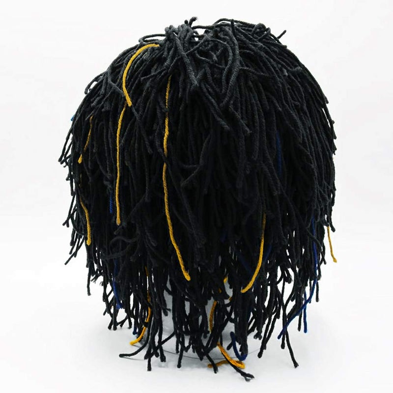 Kirmoo Novelty Handmade Knitted Jamaican Rasta Beanie with Dreadlocks Christmas Halloween Funny Hair Reggae Beanie Rasta Hat (Black Beanie) - Image 3